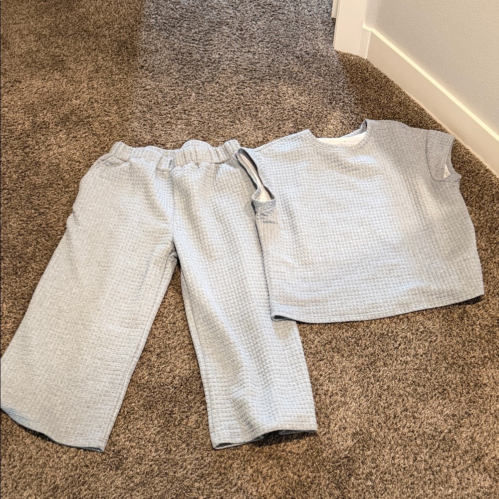 Women's Cozy Waffle-Knit Lounge Pants Set - Light Gray - Picture 2 of 2